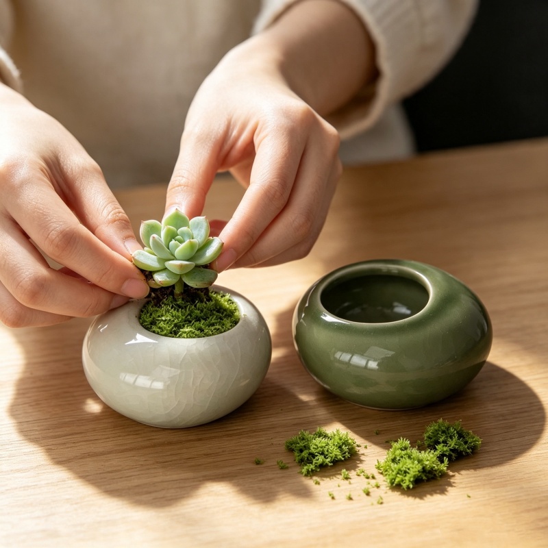 Mini Ice Crack Glazed Plant Po - Echeveria Succulent 评论和价格