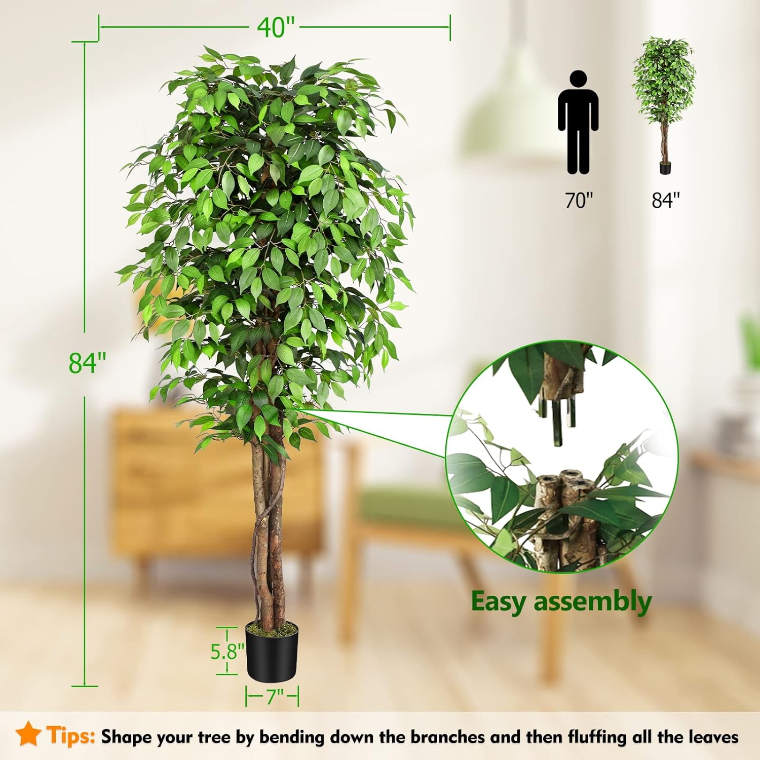 Lifelike Artificial Ficus Tree - Monstera Adansonii 评论和价格