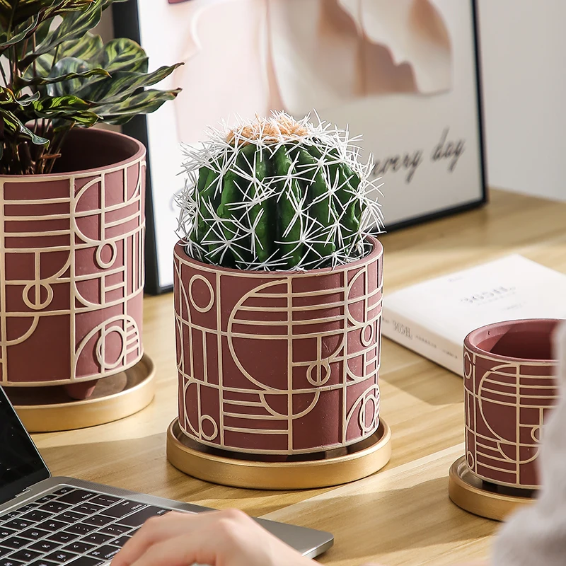Simple Cylindrical Ceramic Flo - Aloe Vera Pot 评论和价格